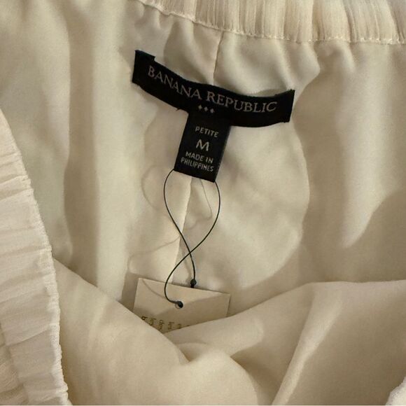 NWT Banana Republic Petite Ruched Mini Fit-And-Flare Skirt Cream M Petite - Picture 4 of 10